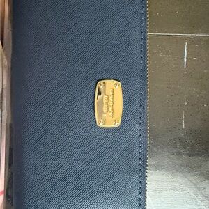Michael Kors Dark Blue Wallet with Gold Details